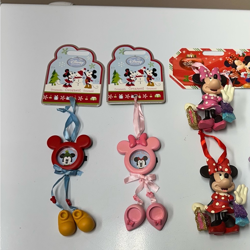 Disney Mickey and Minnie Mouse Ornaments - Red, Pink, Blue